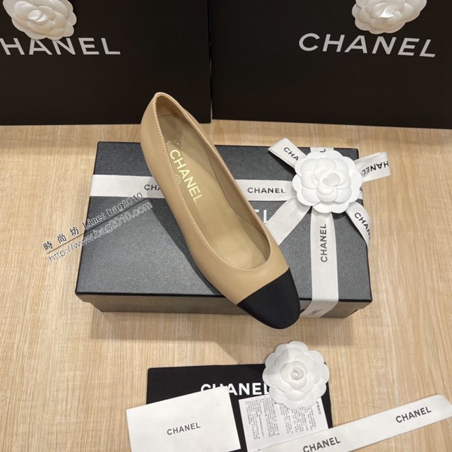 Chanel專櫃經典款女士拼色單鞋 香奈兒頂級版本平跟鞋高跟鞋 dx2596